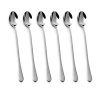 lulir 6 Pcs 7.6in/19.3cm Stainless Steel Spoons Long Handle | Durable Long Premium Coffee Spoons for Iced Tea Milk Shake Ice Cream Sundeas Cool- Elegant Long Handled Teaspoons