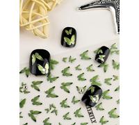 lulir Christmas Nail Art Stickers, Green Butterfly Nail Decals Self-Adhesive Manicure Tips DIY Christmas Nail Art Design Nail Decorations for Women Girls
