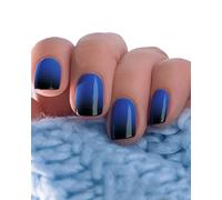 lulir Gel Nail Stickers, 16 Pcs Semi Cured Gel Nail Strips Wraps, UV/LED Free, Nails Art Design Decoration Accessories, Glossy Finish, Lasts Up to 14 Days, Easy to Apply, Indigo