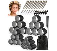 lulir Hair Rollers with Clips 50PCS, Rollers for Hair Volume 4 Sizes | Includes 24 Clips And 4 Roller Sizes (60/48/36/25mm) For Long, Medium And Short Hair, Ideal For DIY Hair Styling