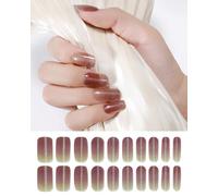 lulir Semi Cured Gel Nail Strips 16 Wraps Works with Any UV/LED Lamps，Salon-Quality, Long Lasting, Easy to Apply & Remove - Includes 2 Prep Pads, Nail File & Wooden Stick (Paper powder)