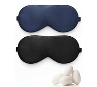 lulir Silk Sleep Mask for Men & Women, 2 Pack 100% Mulberry Silk Eye Mask for Sleeping, Light Blocking Black Sleep Eye Mask with Adjustable Strap, Soft & Comfortable for Travel and Aeroplane Nap