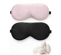 lulir Silk Sleep Mask for Men & Women, 2 Pack 100% Mulberry Silk Eye Mask for Sleeping, Light Blocking Sleep Eye Mask with Adjustable Strap, Soft & Comfortable for Travel and Aeroplane Nap
