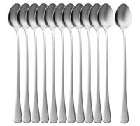 lulir Stainless Steel Spoons Long Handle 12 Pcs - Durable 7.6in/19cm Long Value Pack Coffee Spoons for Iced Tea Milk Shake Ice Cream Sundeas Cool- Elegant Long Handled Teaspoons for Home and Cafe