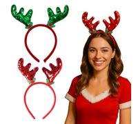 LuLiyLdJ 2 x Reindeer Headband Headband Christmas Reindeer Headband Red + Green
