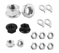 LuLiyLdJ Pack of 16 Axle Nuts Bicycle Axle Rear Wheel Cap Nuts Stainless Steel M8 M9.5 M10 Stainless Steel Flange Nuts with Locking Toothing Hex Nut Bicycle Safety Washer Kit