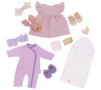 LullaBaby Baby Doll Clothing Set - 13pc Fashion Set, Pajama, Dress & Bath Accessories, Imaginative Play Clothing Set, Toys For Kids Ages 2 & Up