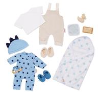 LullaBaby 14 Inch Baby Doll Clothes, 13-Piece Outfit and Bath Set, Outfits