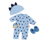 LullaBaby - 14-Inch Baby Doll Clothing Set - Pajama Onesie Outfit - Hat With Soft 3D Spikes, Teether, Fuzzy Slippers - Pretend Play 2+ Years- Baby Doll Bedtime Outfit