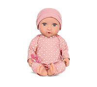 LullaBaby 14 inch Baby Doll with Pink Pyjama - Baby Dolls for Girls and Boys with Pink Heart-Print Pyjama Set, Soft Body, Unique Grey Eyes, 36cm Toy Baby with Dummy, Perfect for Kids Aged 2+