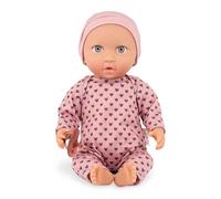 LullaBaby - 14-Inch Realistic Baby Doll - Gray Eyes & Huggable Soft Body - Pink Pajama with Purple Hearts - Hat & Pacifier Accessory - Toy for Kids 2 Years +