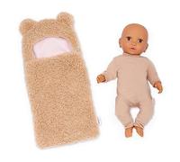 LullaBaby Baby Doll & Cuddler Set - Toy Baby Doll with Olive Skin Tone and Brown Eyes, Ultra-soft Bear-themed Sleeping Bag, Bedtime Cuddler Accessory, For Kids Aged 2+