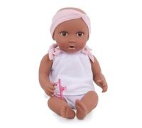 LullaBaby - Baby Doll - 2-Pieces Outfit & Pink Headband - 14-Inch Realistic Baby Doll - Warm Skin Tone & Brown Eyes - Soft Body & Removable Outfit - Toy for Kids 2 Years +