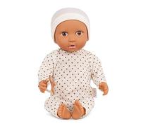 LullaBaby - 14-inch Baby Doll - Olive Skin Tone & Brown Eyes - Soft Body & Removable Outfit - Ivory Hat & Pacifier Accessories - Toys for Kids Ages 2 & Up - Baby Doll - Ivory Polka Dot Pajama