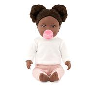 LullaBaby Baby Doll with Curly Brown Hair - Soft 36cm Baby Girl Toy, Warm Skin Tone, Expressive Brown Eyes, Realistic Doll for Kids Ages 2+