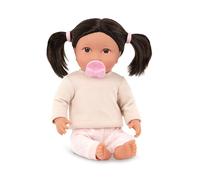 LullaBaby Baby Doll with Dark-Brown Hair - 36cm Toy Doll with Long Hair, Brown Eyes, Fair Skin Tone, Expressive Eyes, Perfect Pretend Play Toy for Kids Aged 2+