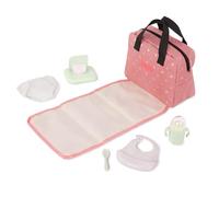LullaBaby LBY7657Z Diaper Bag for 36 cm Dolls - Bib, Spoon, Nappy - Bottles, Wipes - Baby Doll Accessories - Toy for Children from 2 Years - Pink & Gold Stars, Multi