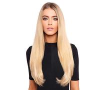 Lullabellz Thick Straight Clip In Hair Extensions, 24-Inch Length, Bleach Blonde