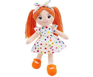 Lullaberry 35cm Snuggle Cutie Bella - Soft Cuddly Plush Doll Gift for Girls - Huggable Rag Doll - Orange