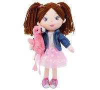 Lullaberry 38cm Playmate Buddies - Plush Doll Mia with Her Stuffed Animal Companion Flamingo Rosie for Kids 1 Year and Up