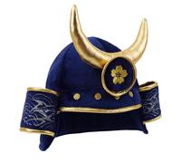 Lullaberry Blue Shadow Samurai Helmet - Plush Japanese Warrior Costume Hat for Kids Ages 3+ - Pretend Play Samurai Dress Up Helmet with Gold Horns - Role Play Accessory