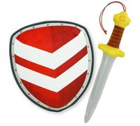 Lullaberry Little Knights Sword and Shield Playset - Safe Plush Soft Pretend Play Weapons - Gifts for Toddlers Kids - Red Defender