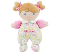 Lullaberry My First Doll Flora - Custom Name Plush Baby Doll with Gentle Rattle - Soft Floral Rag Doll - Newborn (Birth+)