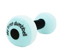 Lullaberry My First Dumbbell - Plush Baby Rattle Toy - Safe Soft Barbell Workout Toy for Infants Boys and Girls - Blue