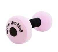 Lullaberry My First Dumbbell - Plush Baby Rattle Toy - Safe Soft Barbell Workout Toy for Infants Boys and Girls - Pink