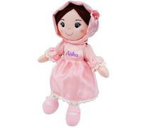 Lullaberry Personalised Snuggle Cutie Aisha with Custom Name - Muslim Hijab Doll - Soft Cuddly Plush Doll for Girls - Huggable Rag Doll - Ramadan Gift - Pink