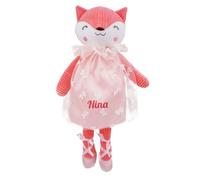 Lullaberry Personalized 41 cm Nina Fox Ballerina Plush Doll | Personalized name makes this 41 cm fox ballerina a recital keepsake for dance stories and gifts, ages 18 months+