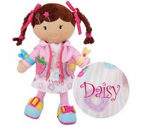 Lullaberry Personalized Daisy Doll - Custom Name Plush Doll for Toddlers - Montessori Learn-to-Dress Soft Toy with Buckles, Zipper & Ties - Educational Gift for Girls & Boys Age 2+