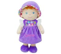 Lullaberry Personalized Soft Dolly Laura - Stuffed Soft Baby Doll for Birth and Up with Custom Name - Purple Dress