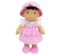 Lullaberry Personalized Soft Dolly Malorie - Stuffed Soft Baby Doll for Birth and Up with Custom Name - Pink Dress