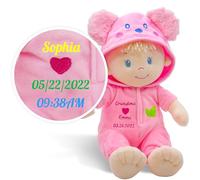 Lullaberry Personalized Sweet Dolly Frida - Stuffed Ultra Soft Baby Bear Doll for Birth and Up with Custom Name, Date or Birth Weight