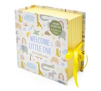 Lullaby Animals Baby Keepsake Box - 6 Drawer Memory Box for Newborn Mementos - Baby Gift with Ribbon Closure