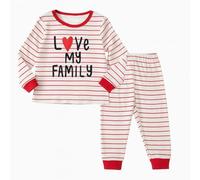 Lullaby Layers Unisex Kids Pyjamas 2-Piece Set - 100% Cotton Long-Sleeve “Love My Family” Star-Print Sleepwear for Boys & Girls (UK, Age, 4 Years, Regular, Red)
