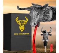 LULLEA Bull Head 2-in-1 Wine Bottle Pourer and Stopper for Men Women, Wild Yak Cattle Wine Aerator Liquor Bottle Pourers Spout for Alcohol Spirits, Novelty Wine Gifts Saver Accessories