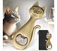 LULLEA Cat Beer Bottle Opener, Cat Gifts for Cat Lovers, Birthday Christmas Gifts for Women Men, Bronze with Bag