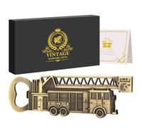 LULLEA Fire Engine Bottle Opener - Quirky Firefighter Gifts for Men, Dad, Grandpa - Bronze Fire Engine-Shaped Bar Accessory with Gift Box - Perfect for Birthday Fathers Day Christmas Pub Nights
