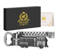 LULLEA Fire Engine Bottle Opener - Quirky Firefighter Gifts for Men, Dad, Grandpa - Silver Fire Engine-Shaped Bar Accessory with Gift Box - Perfect for Birthday Fathers Day Christmas Pub Nights