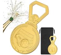 LULLEA Football Medal Bottle Opener, Gifts for Football Fans, Birthday Fathers Day Christmas Gifts for Men Dad Grandpa Coach Player, Gold Bar Tool with Bag