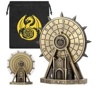 LULLEA Metal Dice Spinner - Ferris Wheel Style Tabletop RPG Dice Set with Dragon Crest, Fantasy Role Playing Game Accessory, Gift for Gamers, Bronze with Gift Bag