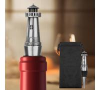LULLEA Nautical Lighthouse Wine Bottle Stopper for Wine Champagne, Lighthouse Gifts Wine Gifts for Men Women Pharos Lovers, Wine Saver, Wine Accessories, Silver
