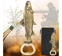 LULLEA Trout Bottle Opener, Fishing Gift for Men Dad Grandpa Fisherman, Bronze Trout-Shaped Bar Accessory with Gift Bag, Perfect for Birthday Fathers Day Christmas Pub Nights