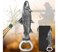 LULLEA Trout Bottle Opener, Fishing Gift for Men Dad Grandpa Fisherman, Silver Trout-Shaped Bar Accessory with Gift Bag, Perfect for Birthday Fathers Day Christmas Pub Nights