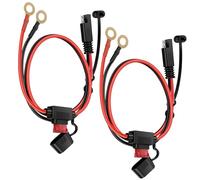 LuLobtg 2-Pack 2FT/0.6m SAE to O Ring Terminal Harness, 16AWG Heavy Duty Battery Quick Disconnect Extension Cable with 10A Fuse and Dust Cap for Motorcycle, Car, Tractor, RV