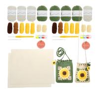 LuLobtg 2 Pack Beginner Crochet Kit, Sunflower Crochet Bag Set, Starters Complete Knitting Kits, Flowers Mobile Phone Bag, Square Knitting Tote Bags for DIY Craft Creations Birthday Anniversary