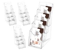 LuLobtg 4 Pcs Acrylic Brochure Holder 4 Tier Magazine Holder Brochure Display Stand Clear Pamphlet Flyer Holders Multi Pocket Wall Mount or Countertop Organizer Office and Home Use