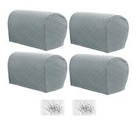 LuLobtg 4 Pcs Armrest Chair Covers Stretch Arm Rest Covers with Fixed pins Spandex Polyester Sofa Arm Caps Non Slip Armrest Cover for Sofa Chair Couch Recliner(Light Grey)